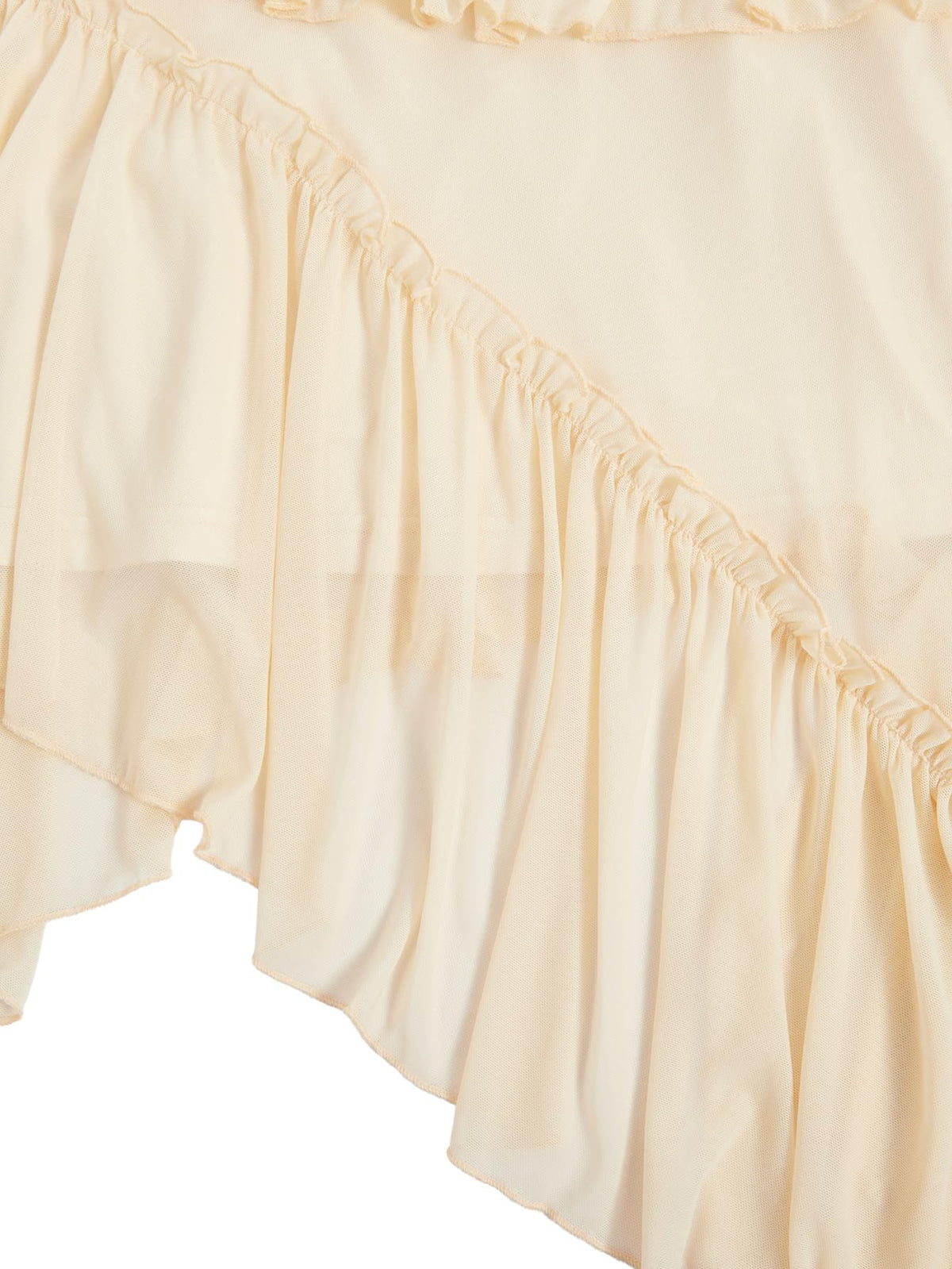 Verdusa Women's Boho Asymmetrical Ruffle Skirt Flowy High Waist Western Mini Skirt Elastic-Apricot X-Small
