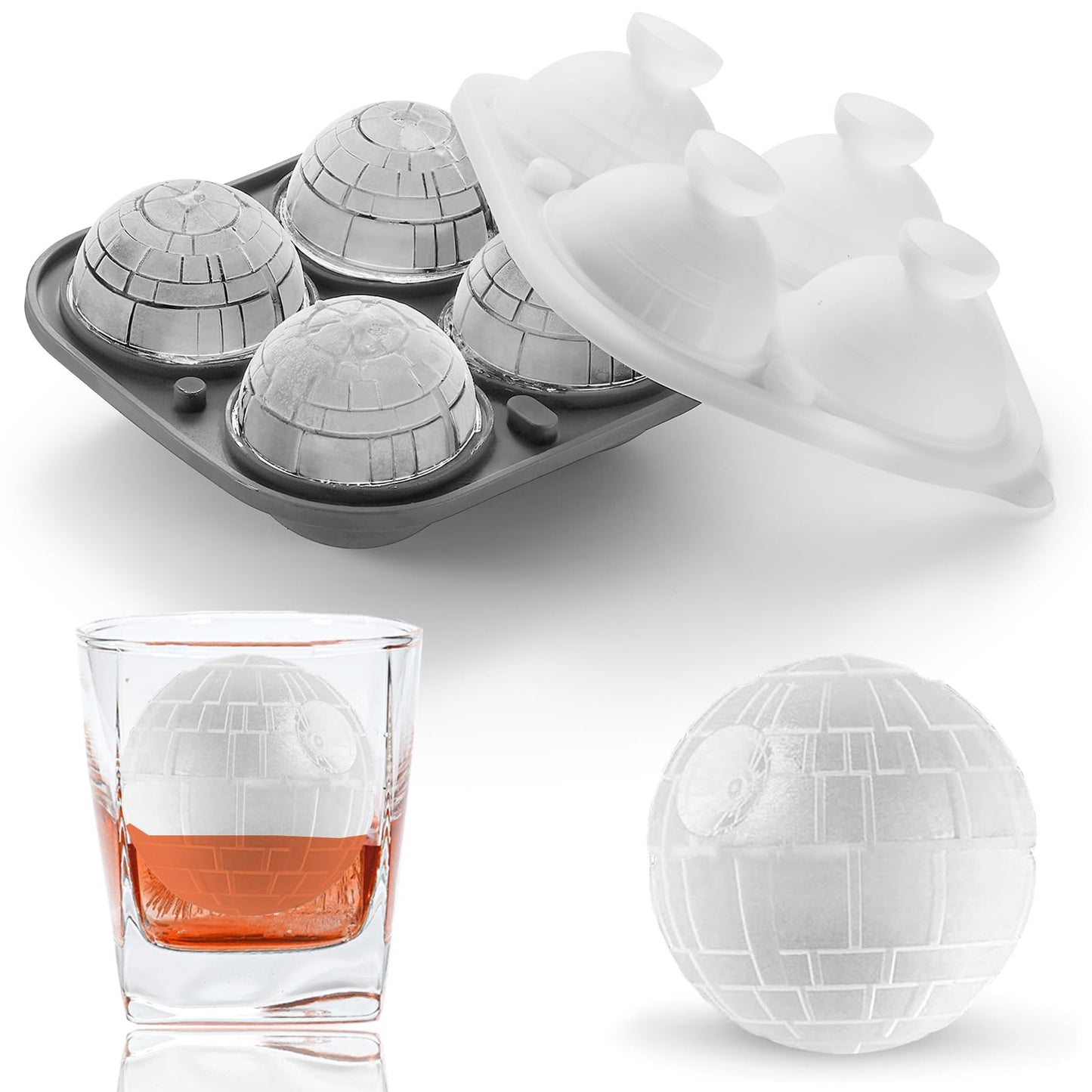 Nax Caki 3D Sphere Ice Cube Molds, Large Silicone Fun Shapes Gifts for Men Women, Whiskey Ice Cube Mold for Cocktails, Bourbon,Brandy, Whiskey Gifts for Men