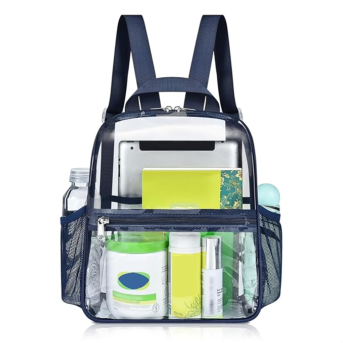 Mildbeer Small Clear Backpack, Stadium Approved 12x12x6 Clear Backpack for Women with 2 Bottle Holders for Festival Concer...