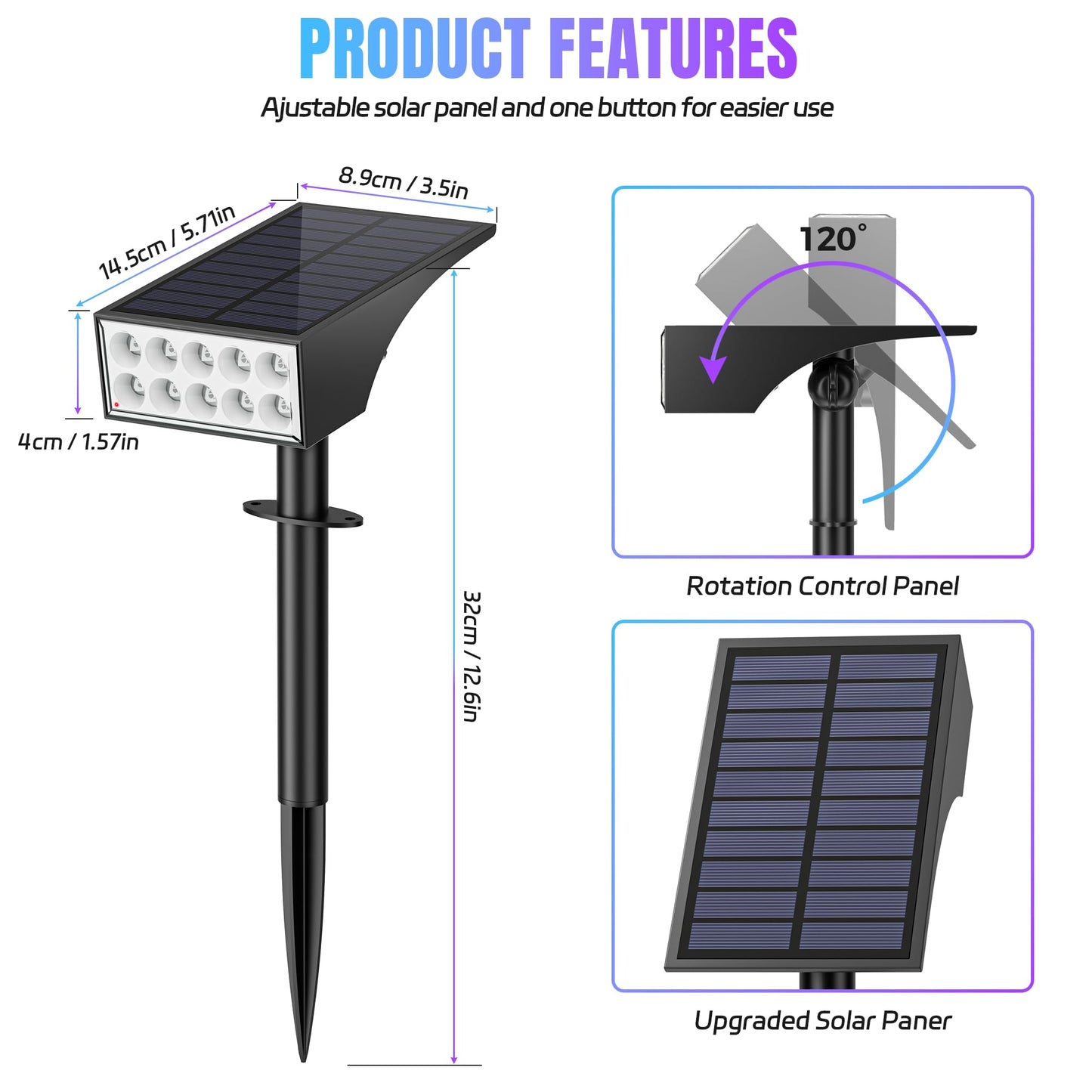 WENATY Solar Spot Lights Outdoor Color Changing, [7 Mode/12 Pack] Christmas Landscape Spotlights, Solar Lights Outdoor Waterproof,Led Powered Flood Light for Halloween Pathway Yard Garden Tree Walkway
