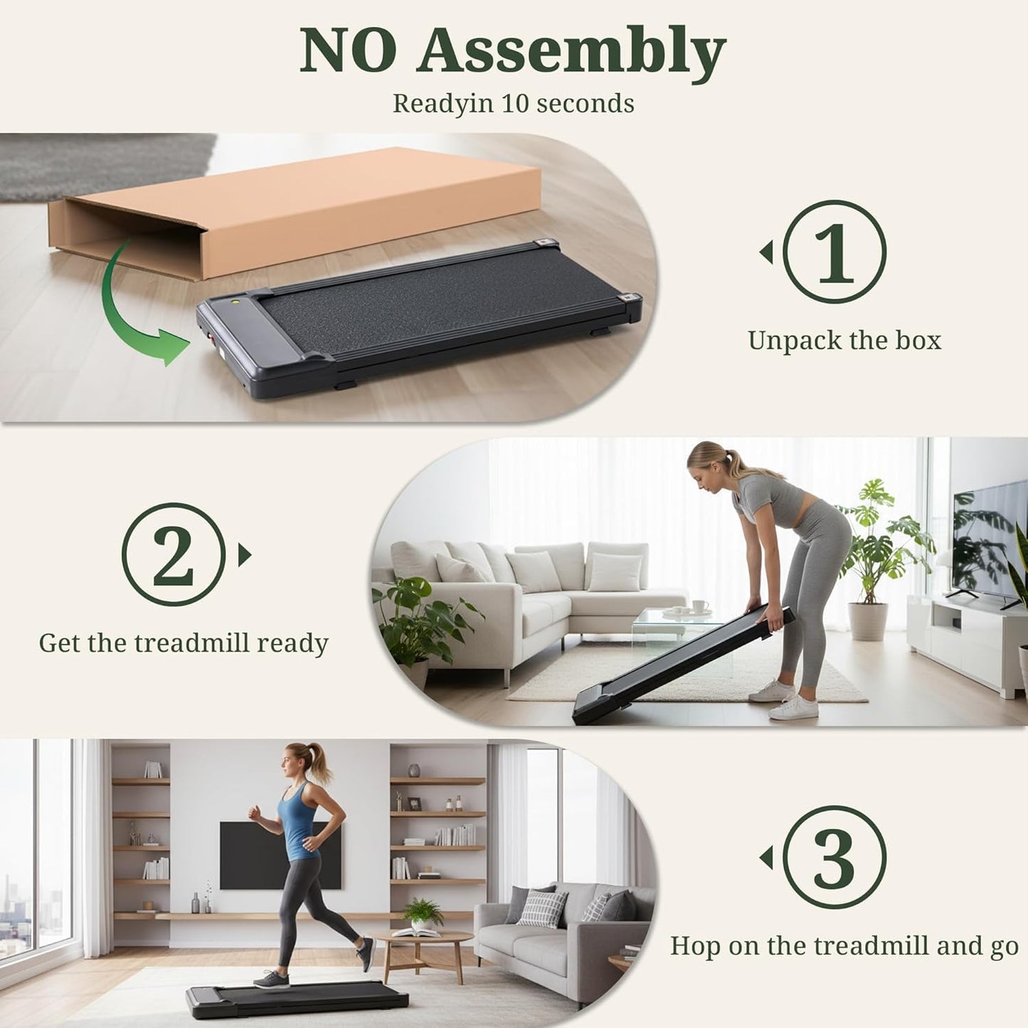 Walking Pad Treadmill, 3 in 1 Portable Under Desk Treadmills for Home Small Space, Quiet Compact Folding Treadmill with Remote Control, 320 LBS Capacity, Jet Black