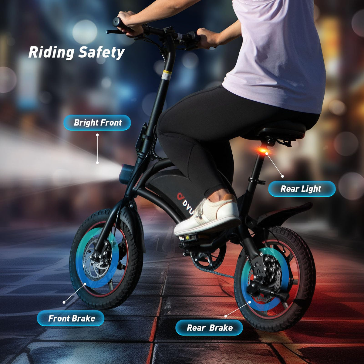 DYU Electric Bike for Adults, 14 inch Folding Electric Bicycle,Commuter City E-Bike wirh 350W Motor and 36V 10AH Lithium-Ion Battery,30~35 Miles Travel Range