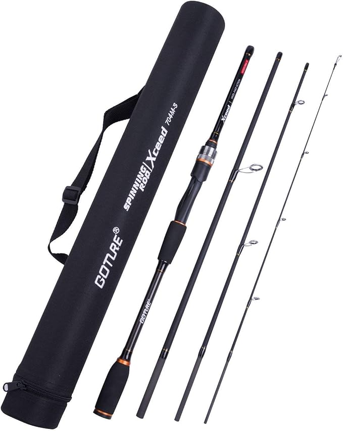 Goture Travel Fishing Rods, 4 Piece Fishing Pole with Case/Bag, Casting/Spinning Rod,Ultralight Fishing Baitcasting Rod 7f...