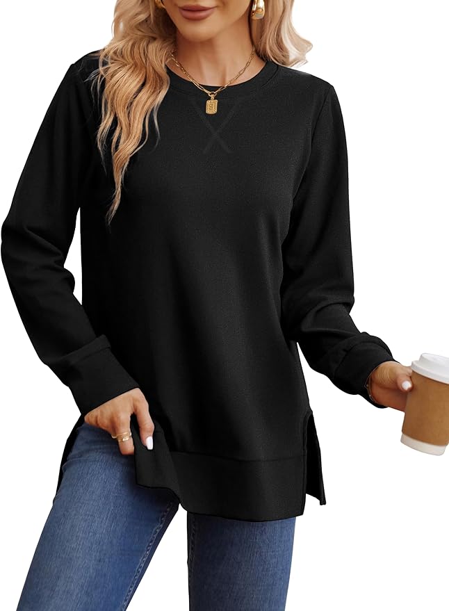 Sweatshirt for women Side Split Fall Fashion 2025 Long Sleeve Shirts Trending Now