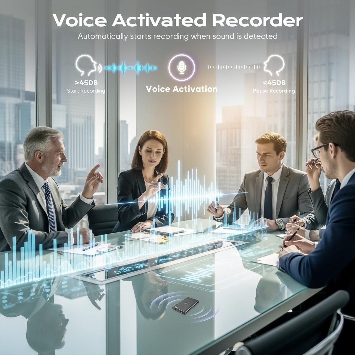 64GB Magnetic Voice Activated Recorder - Xelarvex Voice Recorder AI-Intelligent Noise Reduction, 4800 Hours Recording Device,MP3 Playback & USB-C Audio Recorder for Lectures/Meetings/Interviews