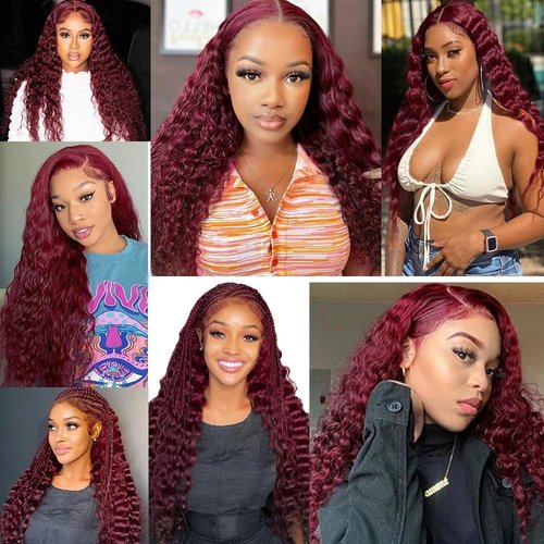 Giginger Brazilian Human Hair Bundles Burgundy 99J Deep Wave Human Hair Bundles 18 20 22 inch Wine Red Unprocessed Virgin Quick Weave Hair for Black Women