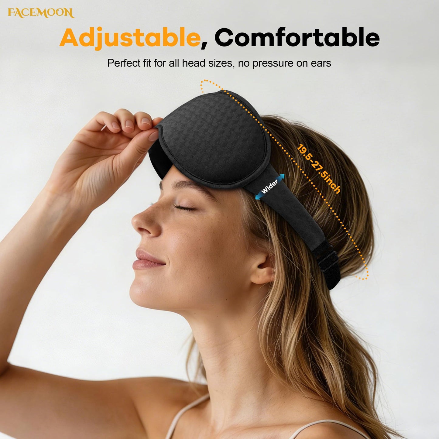 Blackout Weighted Eye Mask for Sleeping: 3D Contoured Gentle-Pressure Sleep Mask for Men & Women - Airplane Travel & Night Shift Essentials – Zero Eye Pressure, Breathable Blindfold, Black
