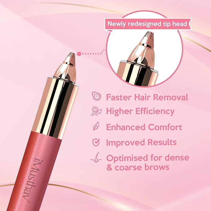 Eyebrow Hair Remover for Women | 18K Gold-Plated Head | 360° LED Light Portable Painless Epilator