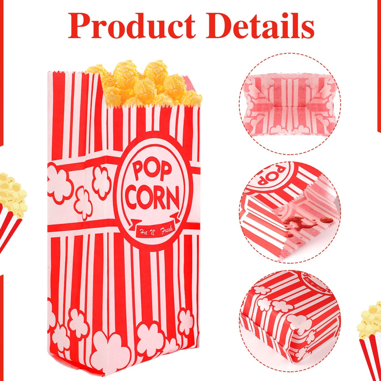 600 Pcs Popcorn Bags, 1 Oz Paper Bags Individual Servings Bulk for Popcorn Machine Movie Nights Easter Valentines Day Kitchen Supplies