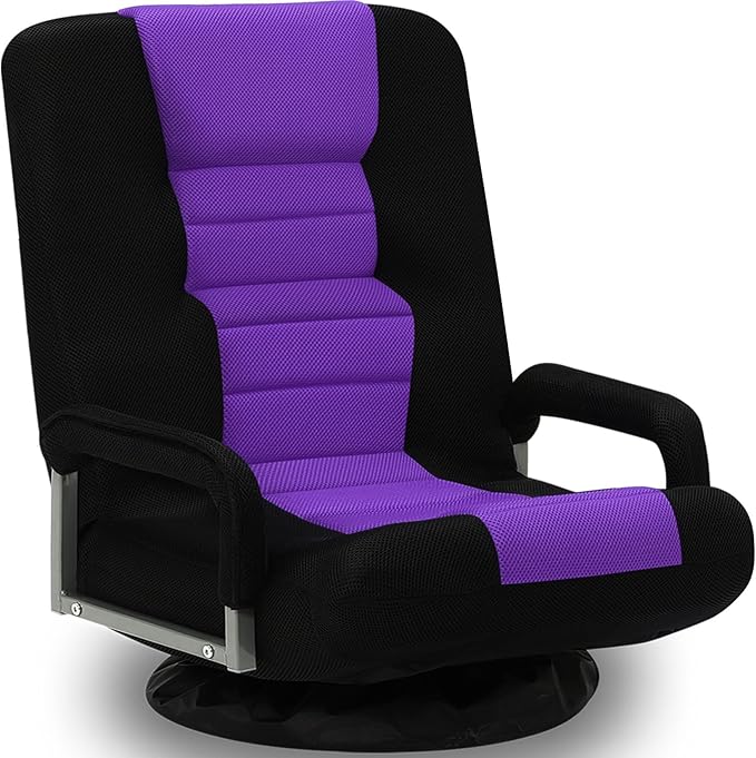 ACIPENSER Swivel Gaming Chair Multipurpose Floor Gaming Chair for Playing Video Games, TV, Reading w/Armrest Lumbar Support & 6 Adjustable Postion Backrest for Adults & Kids,Purple