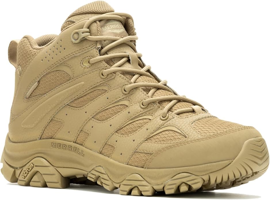 Merrell mens Moab 3 Tactical Mid Waterproof Boots, Coated Leather & Mesh Upper Combat Hiking Work Shoes