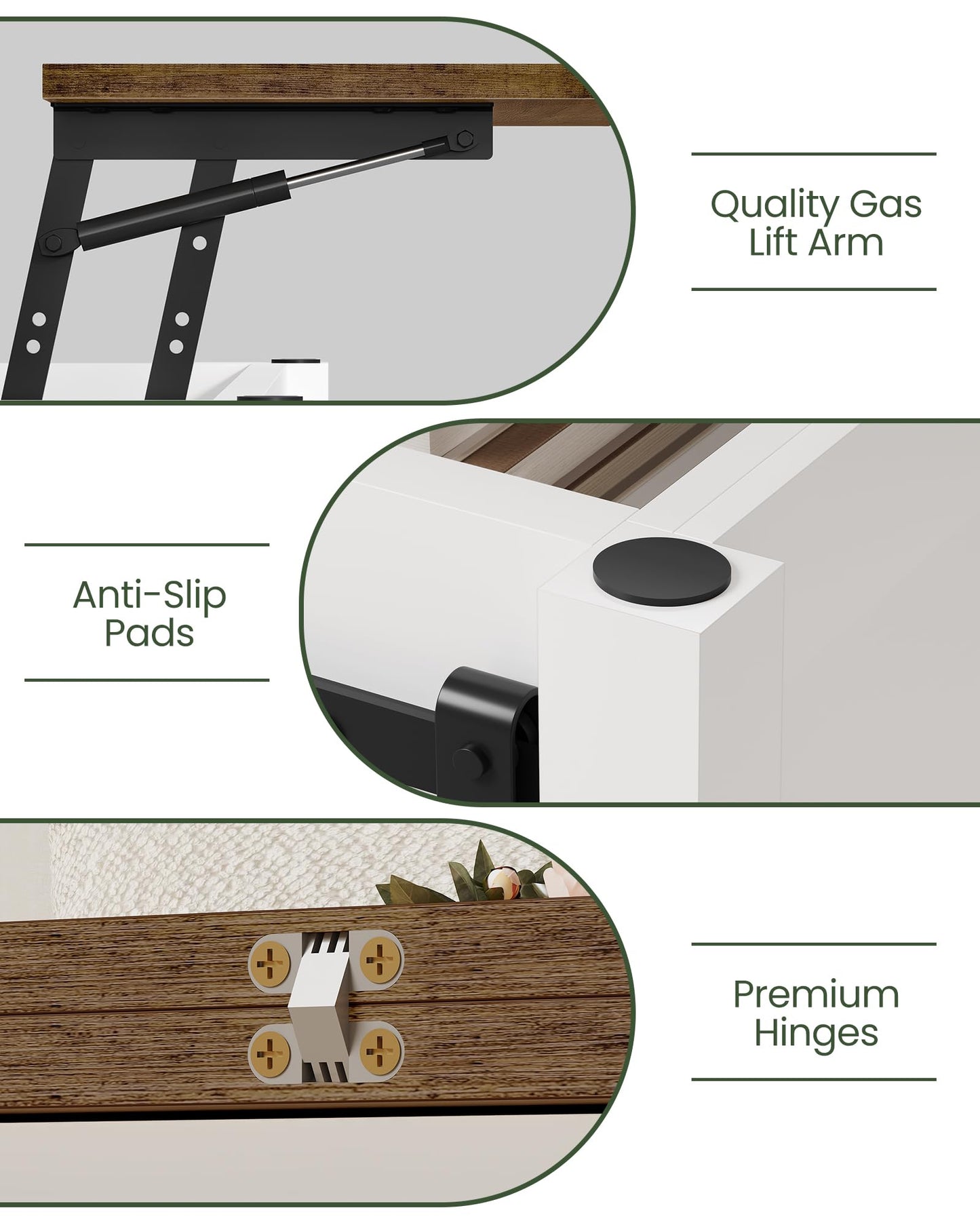 CHOEZON Coffee Table Lift Top, 4 in 1 Convertible Coffee Table, Farmhouse Coffee Tables, with Hidden Compartments, with Sliding Doors, for Living Room, Apartment, White and Walnut MKF01WL
