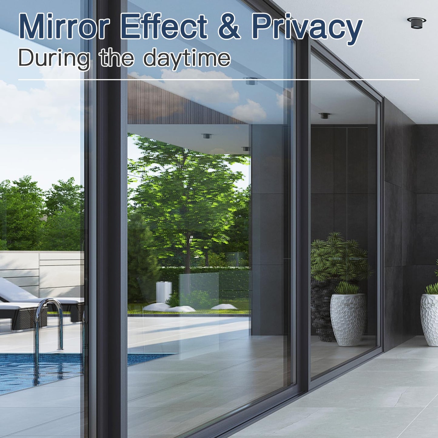 Haton Window Privacy Film One Way Window Tint for Home, Sun UV Blocking Reflective Mirror Film Heat Control, No Glue Static Cling See Out Not in Glass Door Covering, Silver, 17.5" x 78.7"