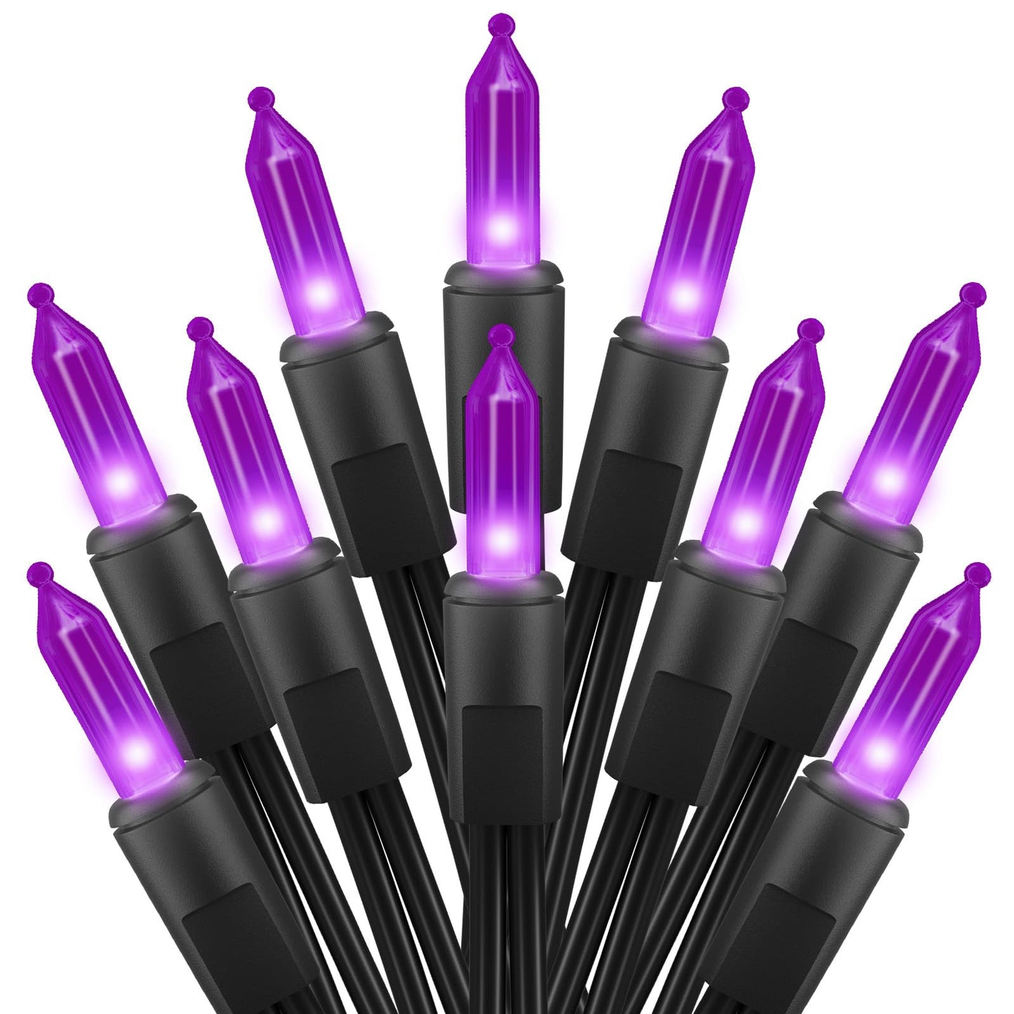 Purple Halloween Mini Lights, 50 Count 13 Feet Incandescent Bulb Mini String Lights, Connectable Halloween Light for Haunted House Ghost Party Holiday Window Indoor Outdoor Decoration, Purple