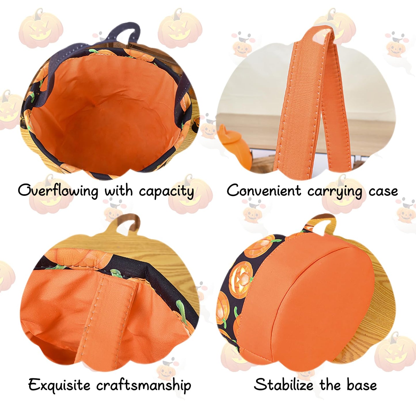 Kprwaal Halloween Trick Or Treat Bags & Baskets, Pumpkin Ghost Designs Candy Storage Bags, Multiple Styles For Halloween Gifts & Decor (Style B1)