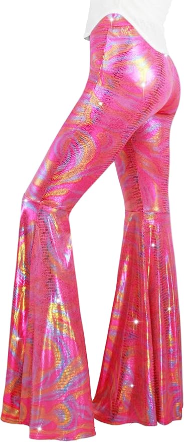 Nawgut Womens Sequin Flare Pant Sparkly High Waisted Leg Bell Bottom Glitter Trousers Night Out Clubwear