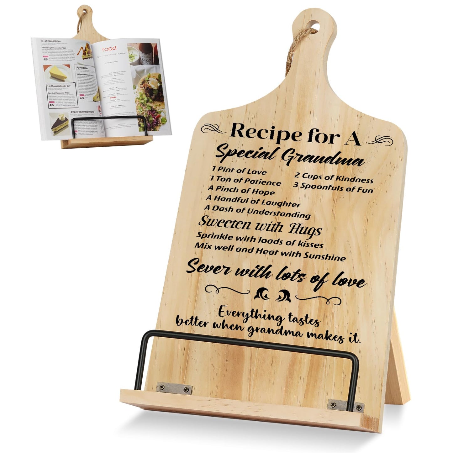 Funistree Gifts for Grandma, Grandma Gifts for Mothers Day from Grandkids, Cookbook Stand, Birthday Gift Recipe Book Holder Stand, Kitchen Baking Presents, Best Grandma Ever