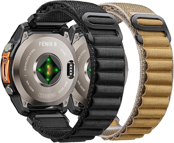 Alpine Loop Nylon Watch Band Compatible with Garmin Fenix 5X / 6X / 7X / 8 51mm, Quickfit 26mm Rugged Watch Bands for Garm...