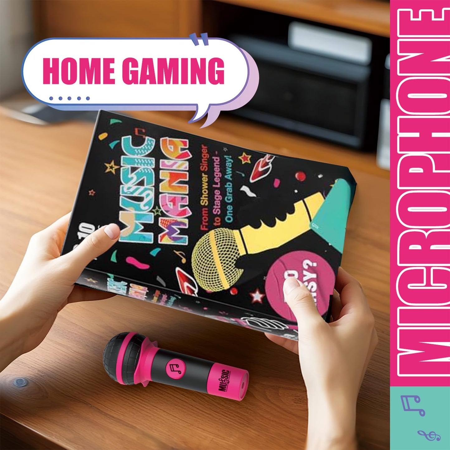 JSQJPSB Grab Seize Mic Game, Grab Mic Music Party Games Fast-Paced Music Card Games for 2-10 Players 125 Lyrics Cards for Date Nights Adult and Family Games