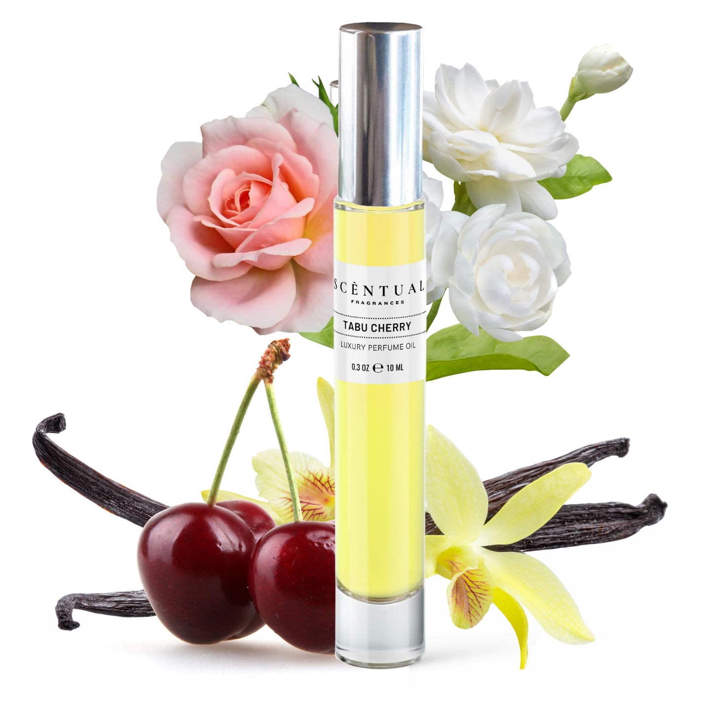 Scentual Fragrances, Luxury Perfume Oil, Ultra-Concentrated Women Roll-On Fragrance Oil, Long Lasting Rollerball Travel Mini Perfume, Vegan, Alcohol & Cruelty Free 10ml (Tabu Cherry)