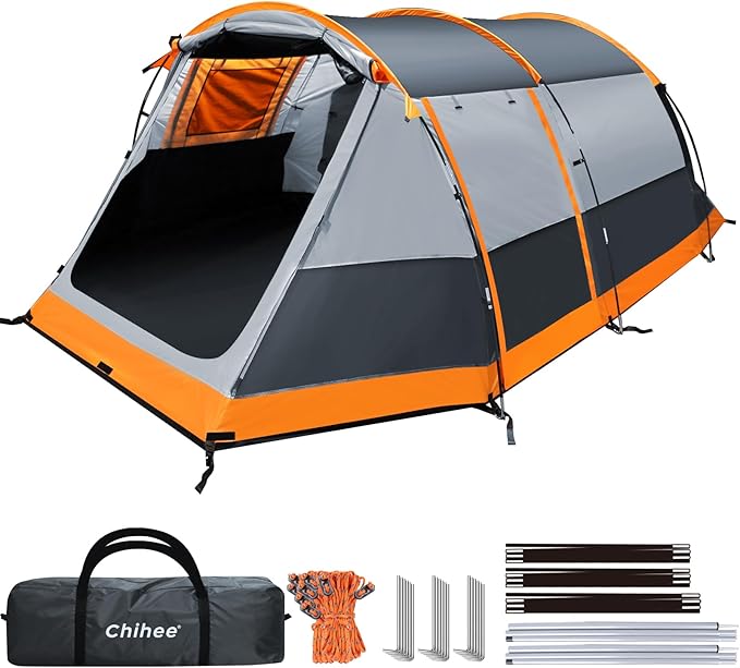 Chihee Camping Tents Tunnel Tent 4 Person Family Tents with 2 Doors Extra Weatherproof Outdoor Shelter 4 Seasons Tents wit...