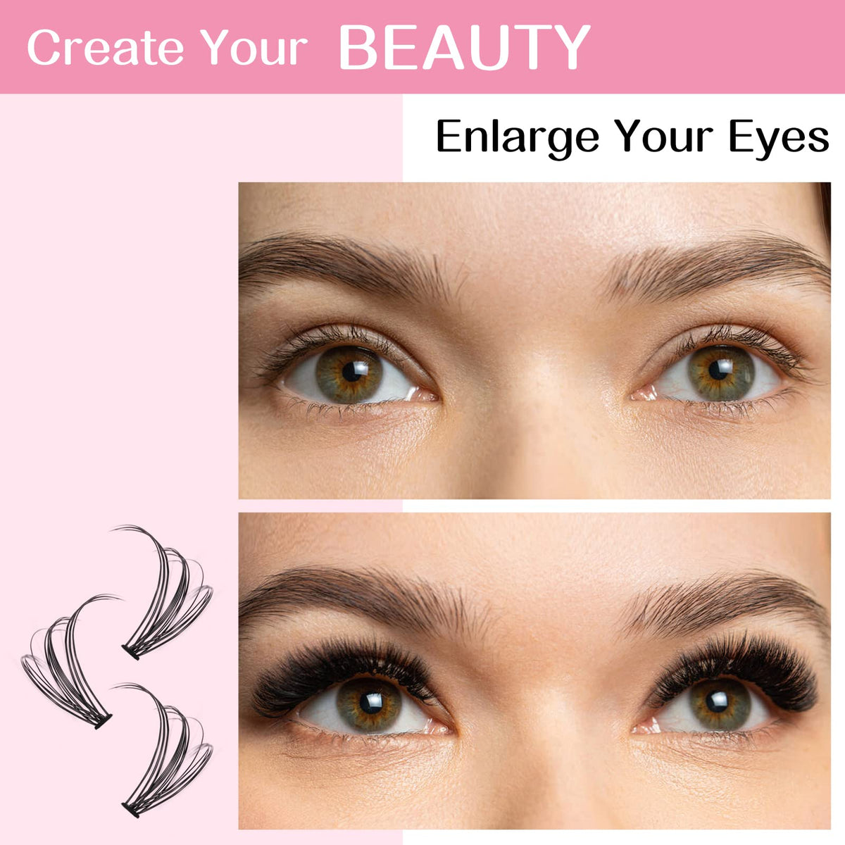 280 Pcs Individual Lashes 10+20-D-9-16mix Cluster Lashes 10D 20D C D Curl Wispy Lashes Bottom Lashes DIY Lashes At Home(10+20-D-