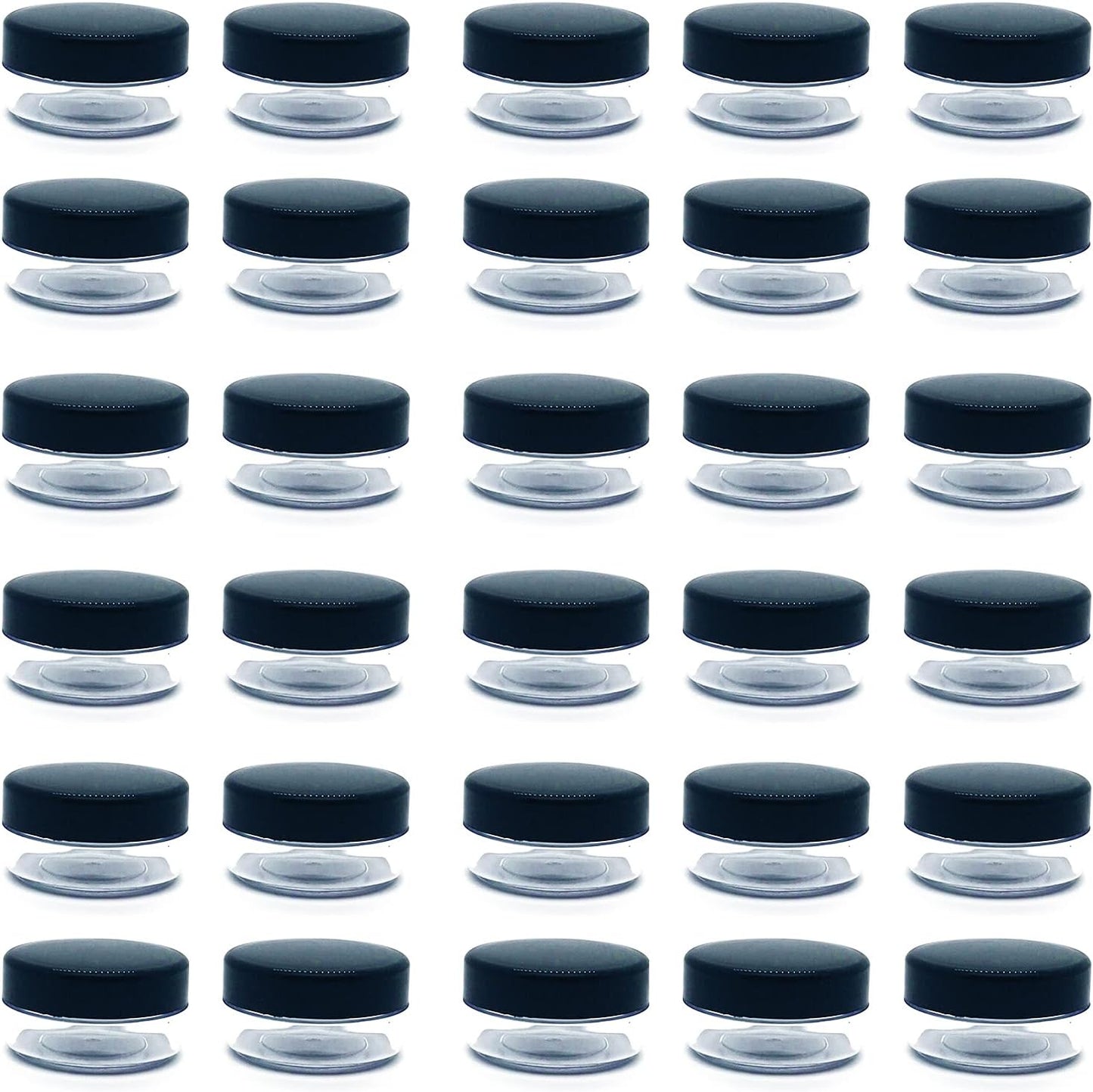 30 Pcs Sample Containers, 10 Gram Mini Sample Jars for Cosmetic, Eye shadow, Black Lid