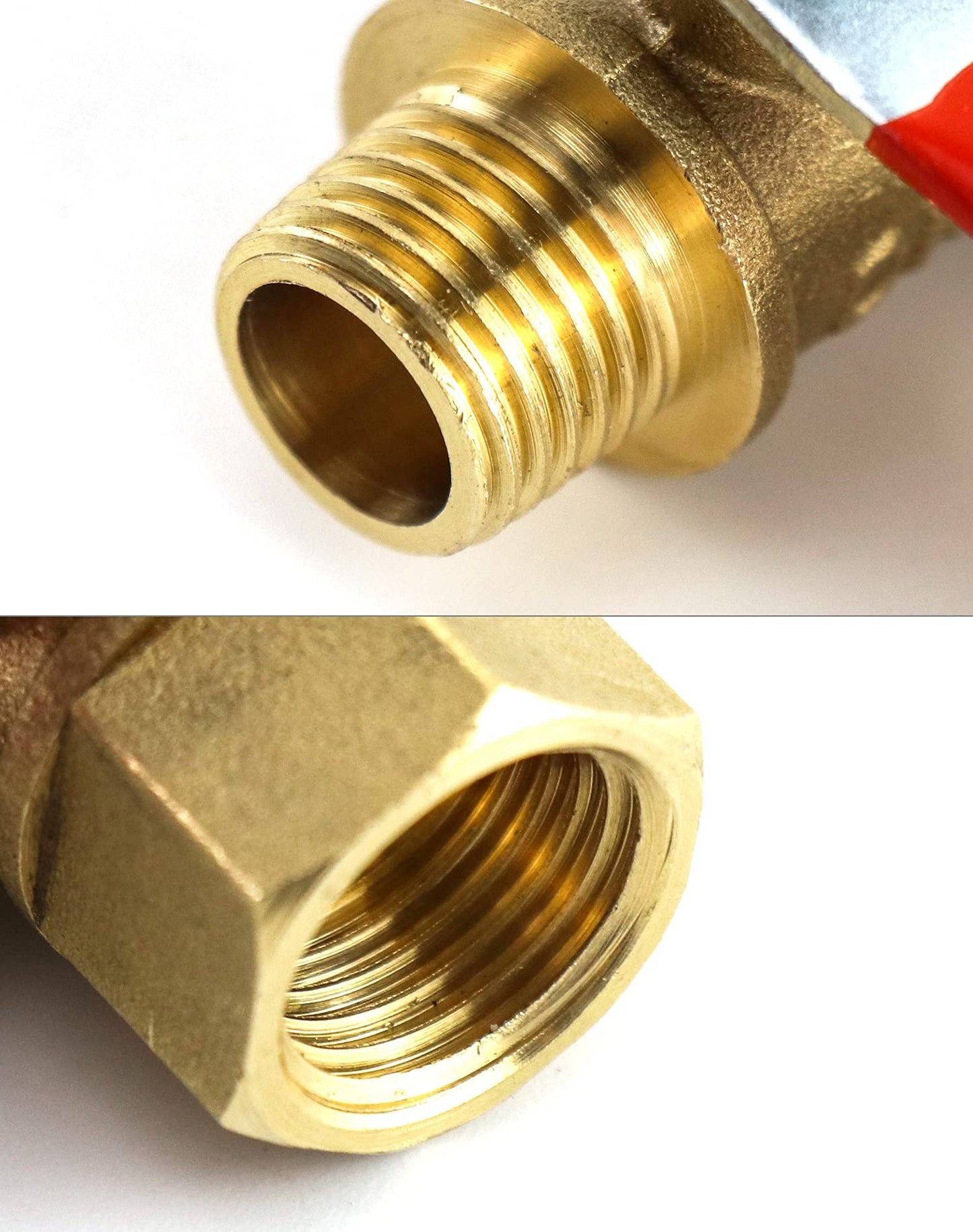 QWORK Ball Valve, 3 Pcs 1/4" Heavy Duty Brass Ball Valve Shut Off Switch, 1/4" Male x Female NPT Thread Pipe Fitting Air Compressor Shut Off Valve