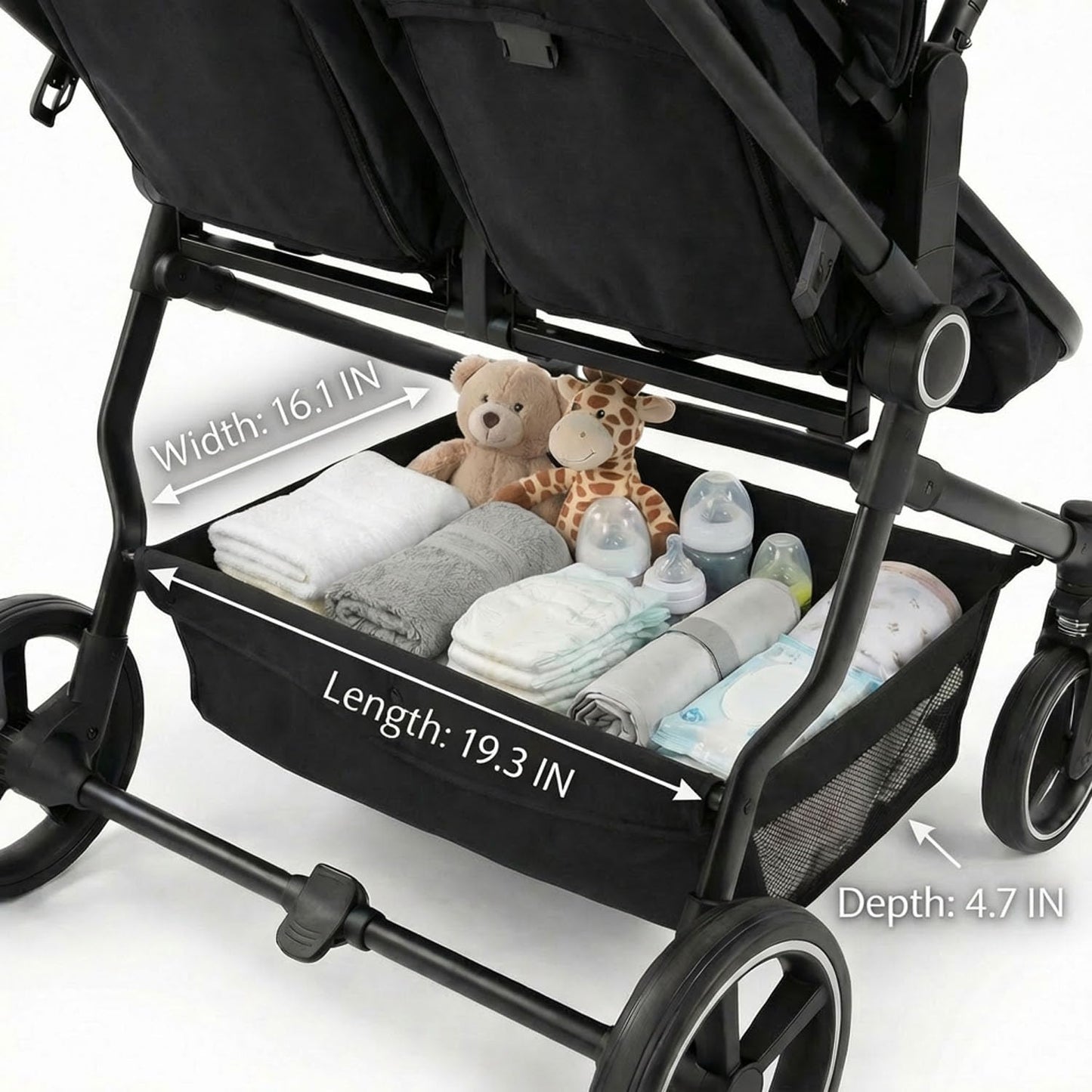 TALENBEEN Double Stroller for Infant and Toddler, Lightweight Side by Side Twin Baby Stroller, 26.8" Slim Design Fits Doors, Compact Foldable Travel Stroller, Independent Recline, Black