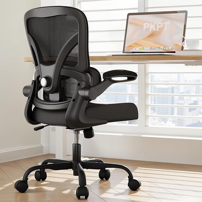 PKPT Mesh Office Chair, 330LBS Ergonomic Desk Chair with Adjustable Lumbar Support, Executive Computer Chairs for Home Office, Black