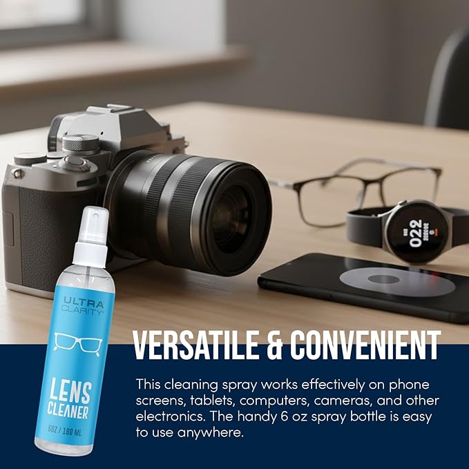 Powered by Nano Magic Eyeglass Lens Cleaning Spray 6 oz (1 Pack) | Professional Grade Formula, Silicone-Free | for Glasses, Phone, Electronic Screens, Optic Surfaces, Coated Surfaces - Made in USA
