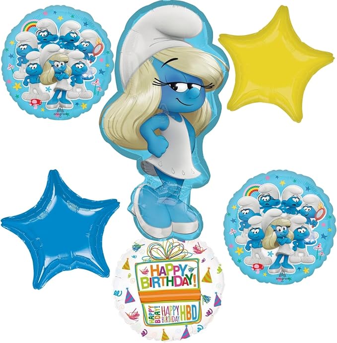 Anagram Birthday Party Supplies Smurf's Theme Balloon Bouquet Decorations