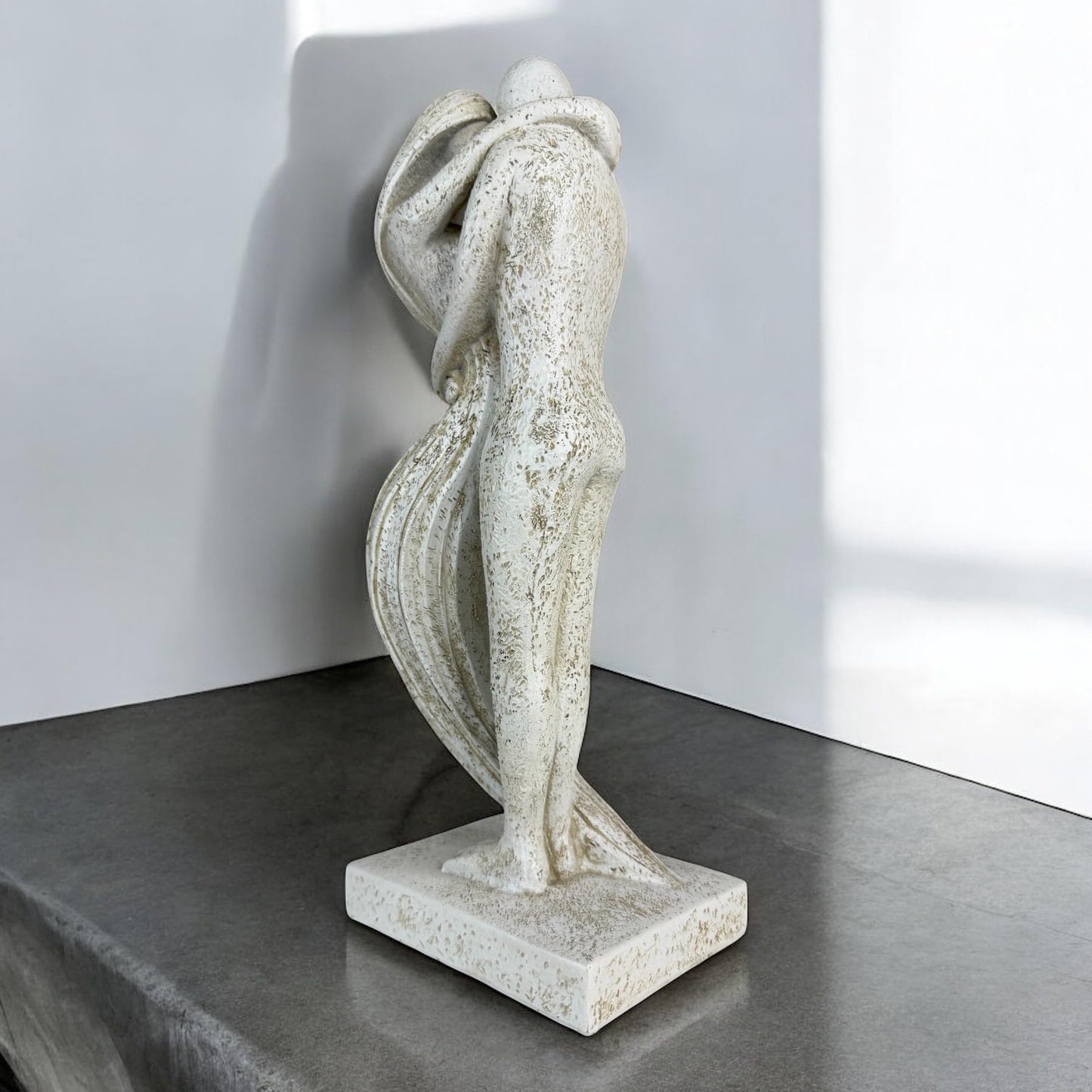 Top Brass Eternal Embrace Romantic Couple Sculpture – 12 1/2” Resin Lovers Statue (Graphite Kiss & Moon-wash Limestone) – Modern Home Décor Wedding Anniversary Love Art (Moon-wash Limestone)