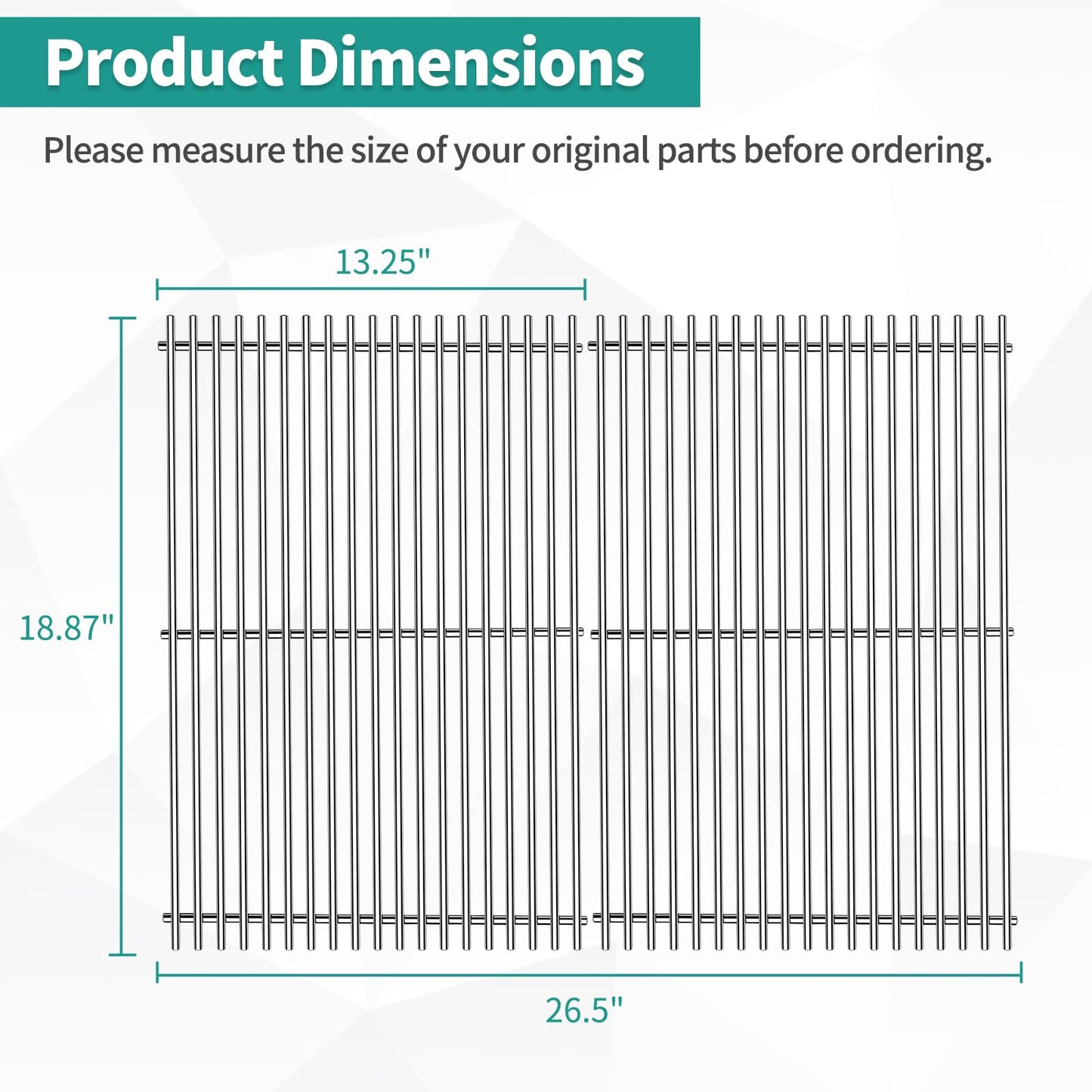 Meyafiny 9MM 18 7/8" Stainless Steel Genesis 2 Grill Grates for Weber Genesis ii E-310 E-315 E-325 E-330 E-340 S-335 S-340 GS4 Genesis ii Grill Parts for Weber 66095 Genesis ii 300 LX 300 Series