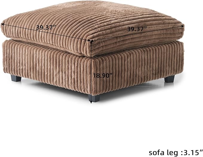WJShome Cloud Modular Sectional Sofa, Plush Sofas for Living Room,39.37inch Ottoman,Brown