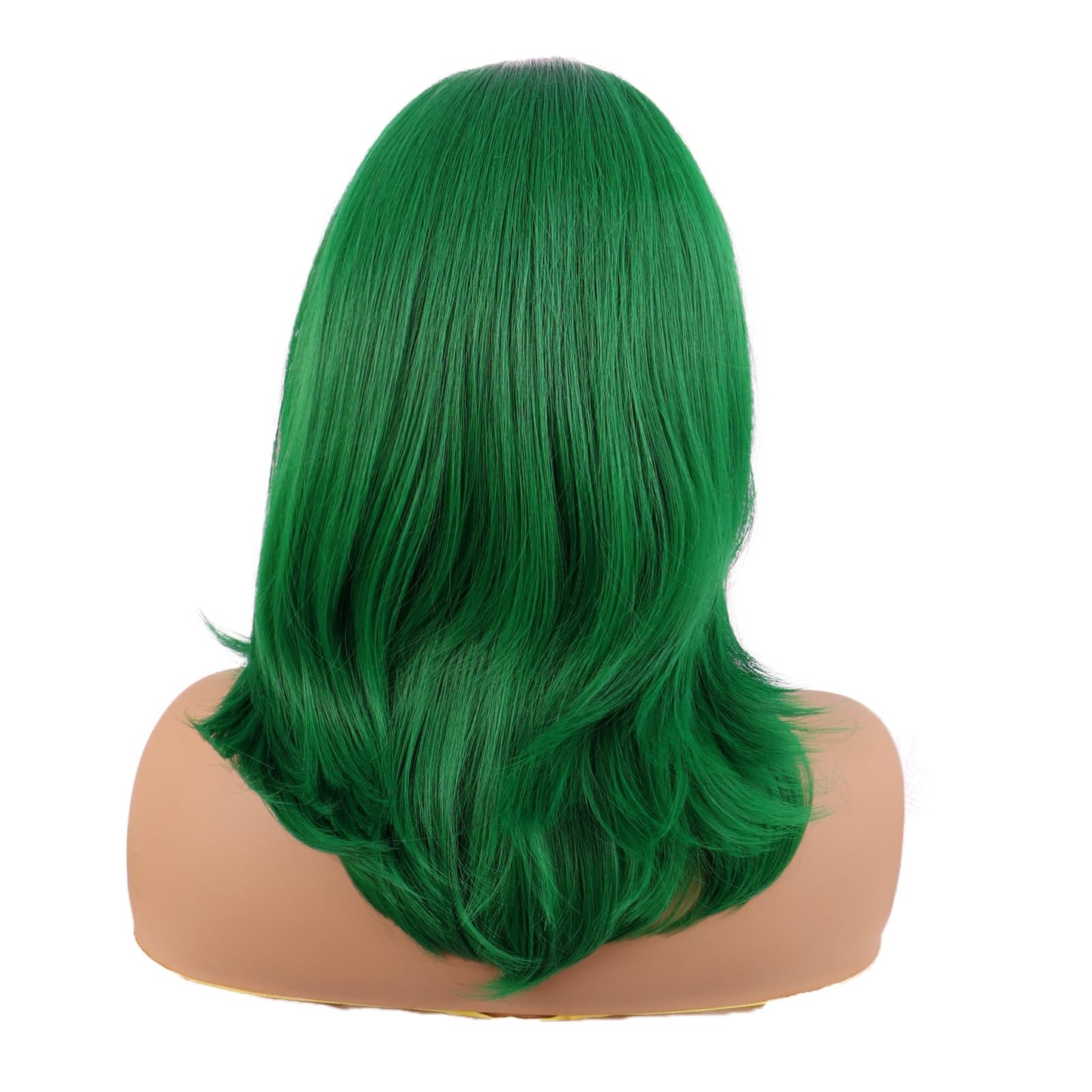 MapofBeauty 18 Inch/45 cm Layered Bangs Straight Synthetic Fiber Shoulder Length Hair Daily Use Wig (Grass Green)
