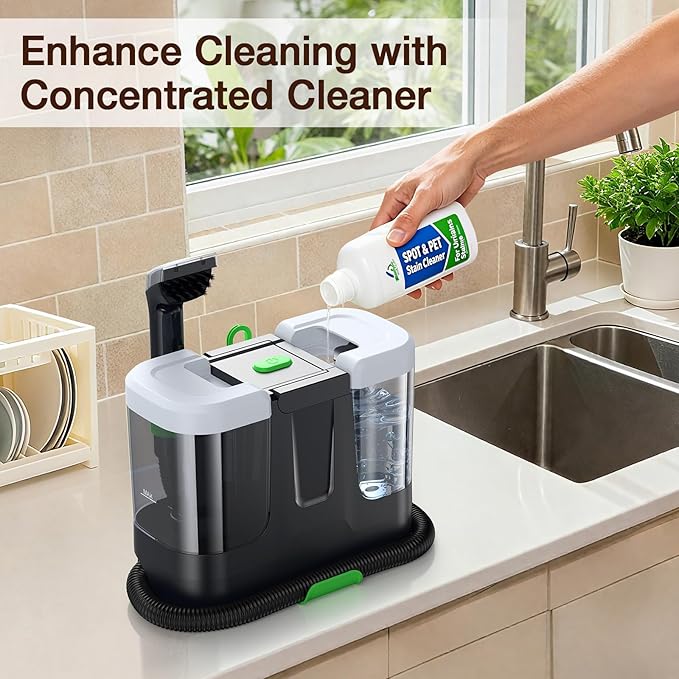 LABIGO Upholstery & Couch Cleaner Machine, 18Kpa Portable Carpet Cleaner Machine for Deep Cleaning, Spot Cleaner and Carpet Shampooer for Pet Messes, Rug, Furniture, Mattress, Sofa, Stairs & Car