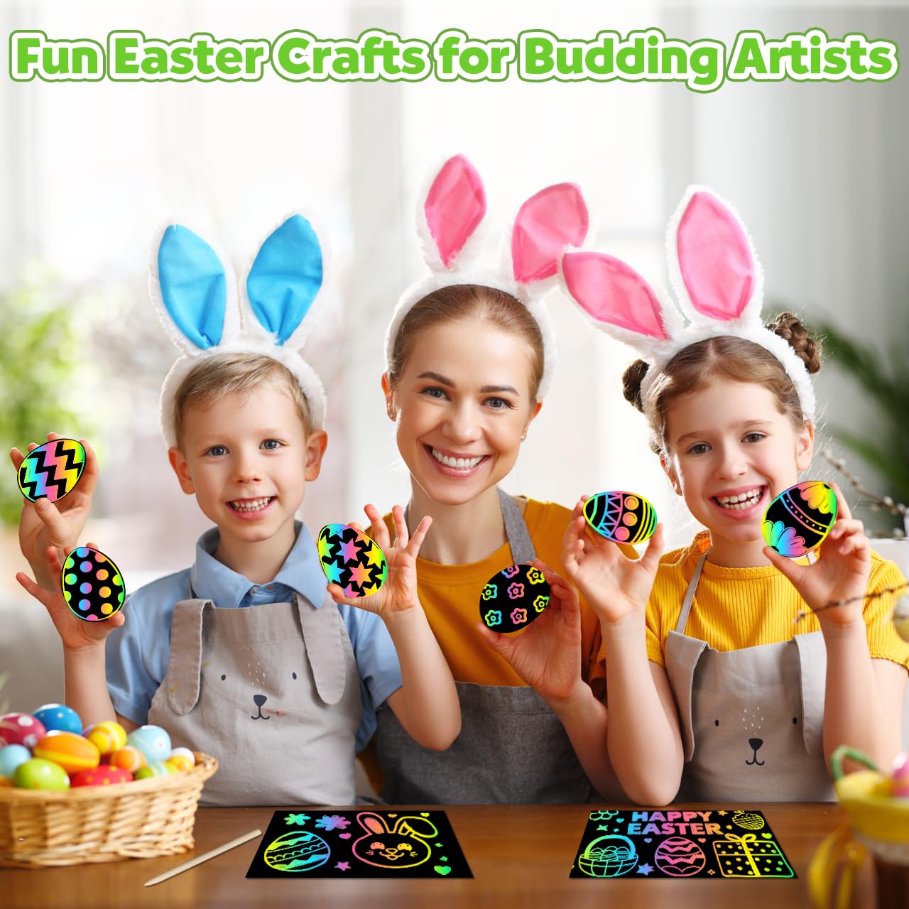ZMLM Rainbow Scratch Easter Crafts - 60 Rainbow Scratch Paper for Girls Boys Toys Gifts, Arts and Crafts Gifts for Kids Activities, Scratch Art for Kids Easter Basket Stuffers Gift