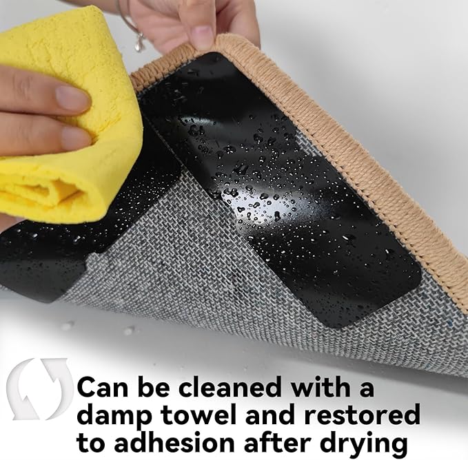 Rug Carpet Non Slip Grippers, Reusable Double Sided Carpet Tape Pads, Strong Adhesive Grippers for Area Rugs, Keep Corners Flat, No Damaging for Floor Removable,16Pcs