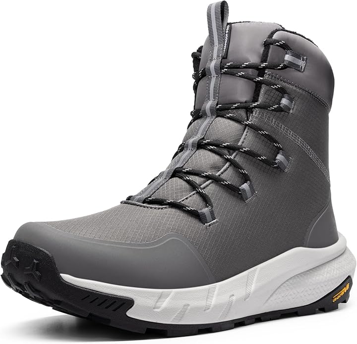NORTIV 8 Men's Wide Winter Boots Grip on Snow Ice Insulated Waterproof Lightweight Comfortable Hiking Outdoor Boots