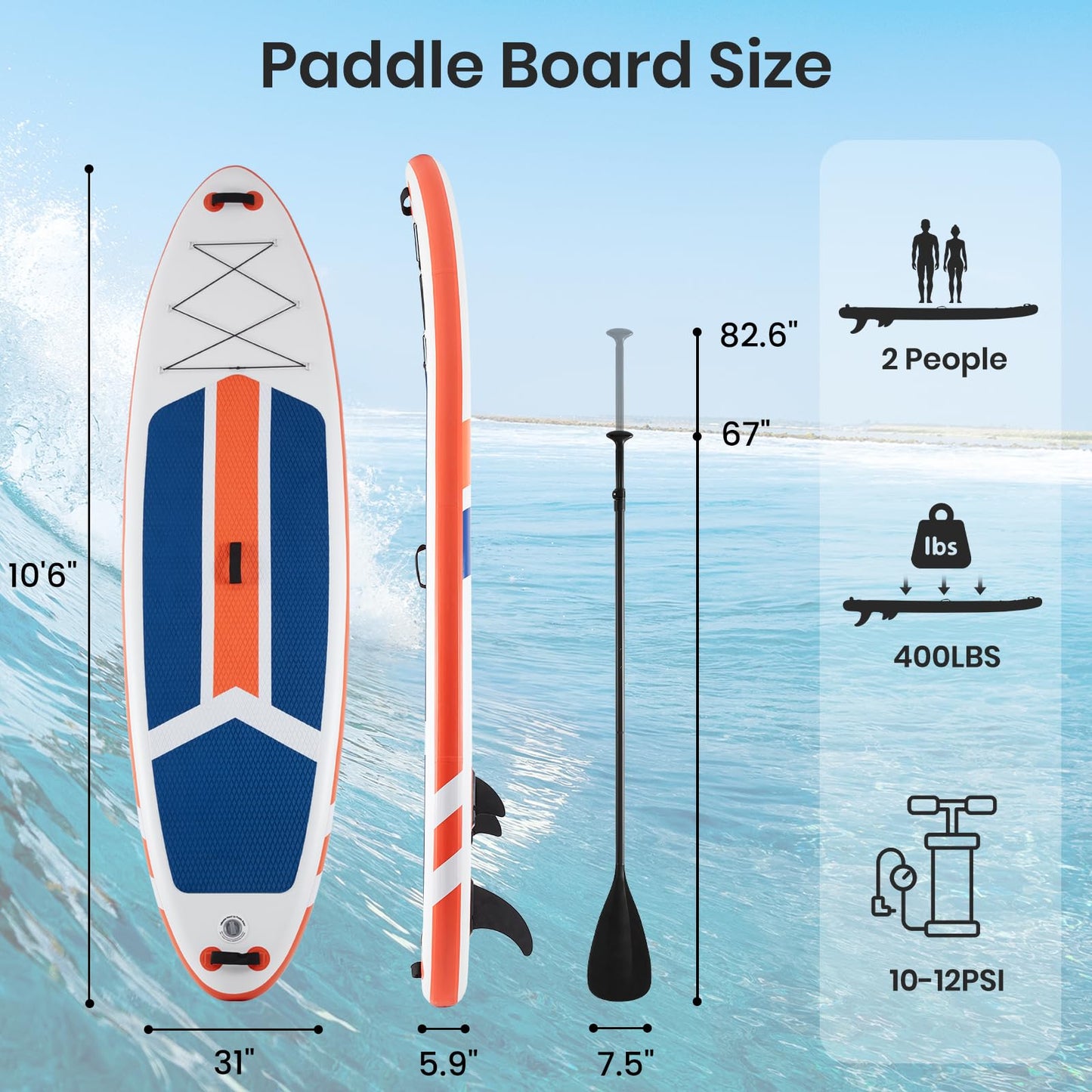 NEWBULIG 33" Inflatable Paddle Board SUP, Stand Up Paddle Board Blow Up with 3 Carry Handles, Non-Slip Deck Pad, Complete Kit with Pump, Leash & Backpack for Beginners/Adults