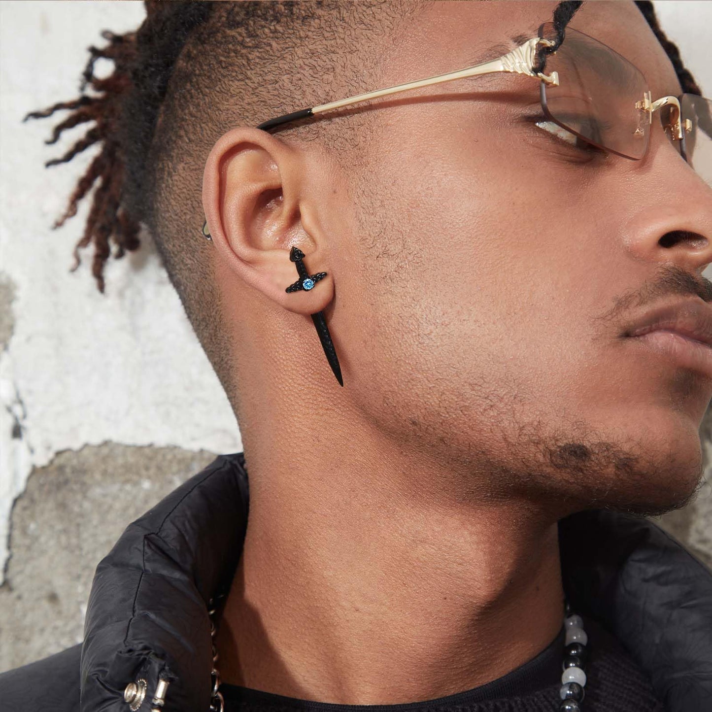Hisatan Sword Earrings for Men Women, Stainless Steel Gothic Dagger Celtic Knot Irish Studs Earrings, Cool Punk Hip Pop Cubic Zirconia Dangle Goth Screw Spike Earring Jewelry