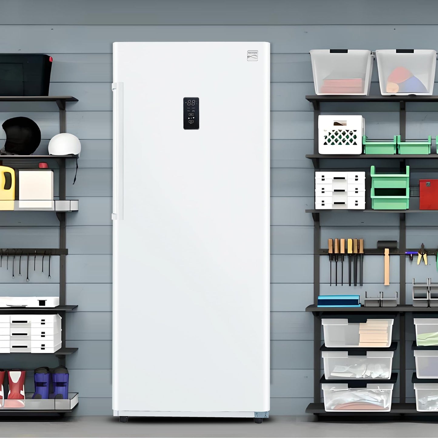 Kenmore 17.0 Cubic Feet Capacity Upright freezer - Convertible Refrigerator/Freezer, 4 Shelves, Garage Ready, Meat Storage, Auto Defrost, Congelador For Home, Apartment, Basement, Dorm,White