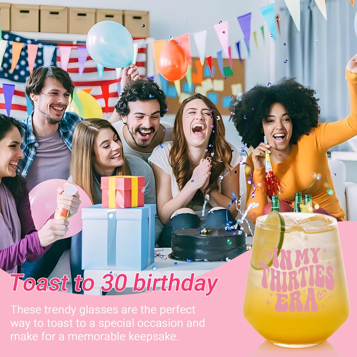30th Birthday Gifts For Her - In My 30s Era Wine Glass, Best 30th Birthday Gifts For Women, 30 Years Old Gifts For Sister, Son, Daughter, Mom, Best Friend, Birthday Glass For Decorations, 18oz