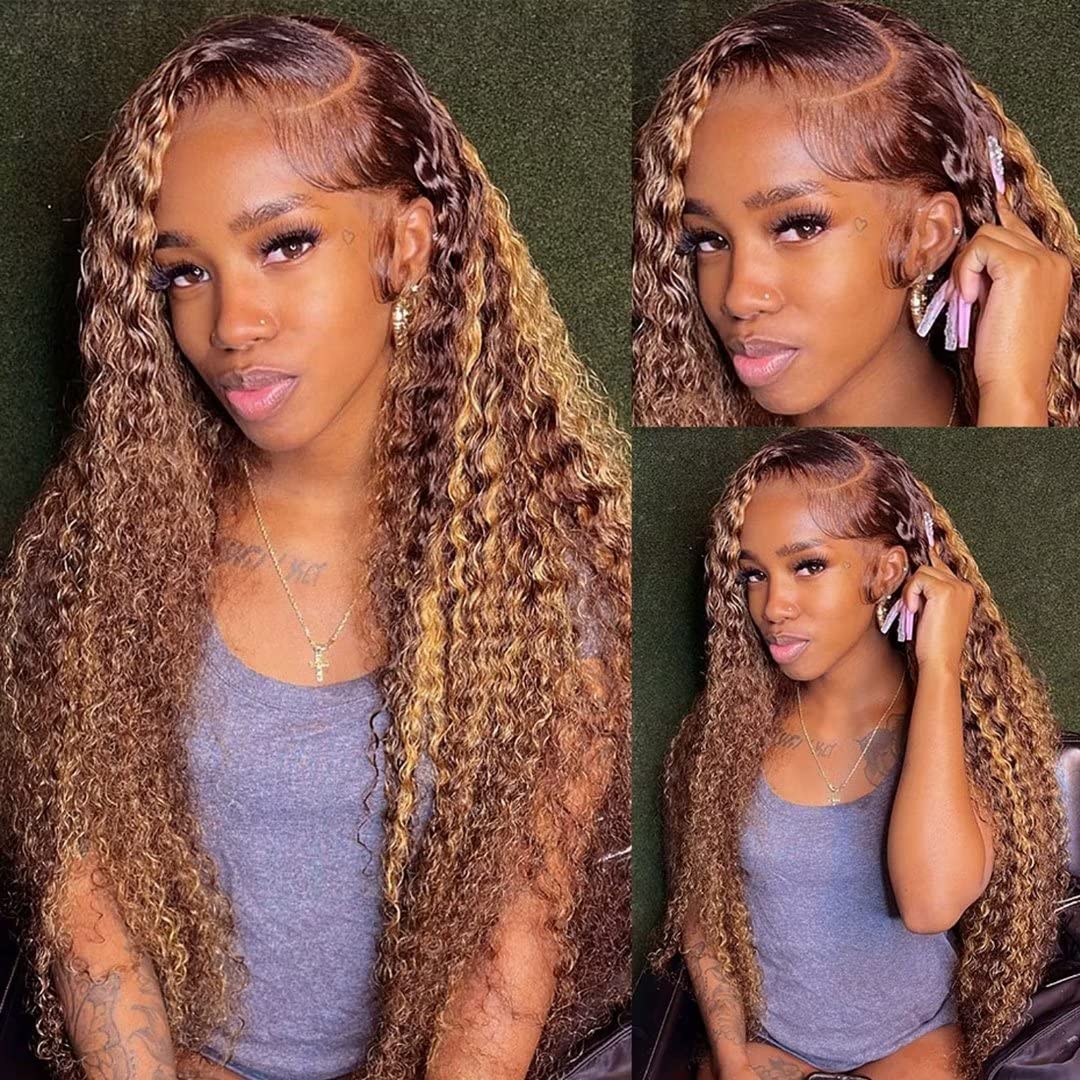 Peenoll Highlight Dark Brown Chocolate P4/30 13X6 Human Hair Lace Frontal Wig Glueless Wigs Human Hair Pre Plucked Pre Cut Lace