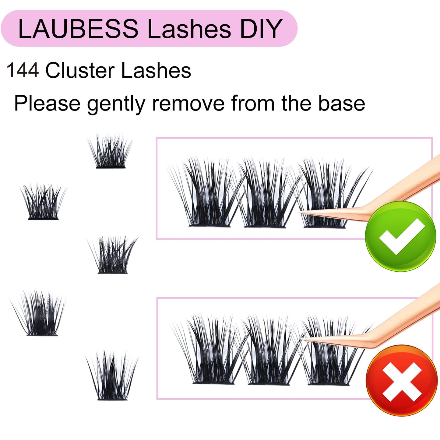 Lash Extension Kit LAUBESS Lash Clusters Kit Cluster Eyelash Extensions Kit Eyelash Clusters Lash Bond and Seal Waterproof Tweez