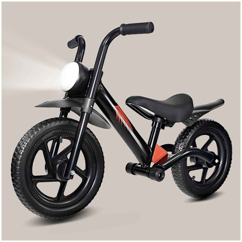 KRIDDO Kids Balance Bike for 2-5 Years, with Front Light, Upgraded Tires for All Terrain, Upgraded Bearing for Smooth and Stable Riding, Front and Rear Fenders, Adjustable Seat, Black