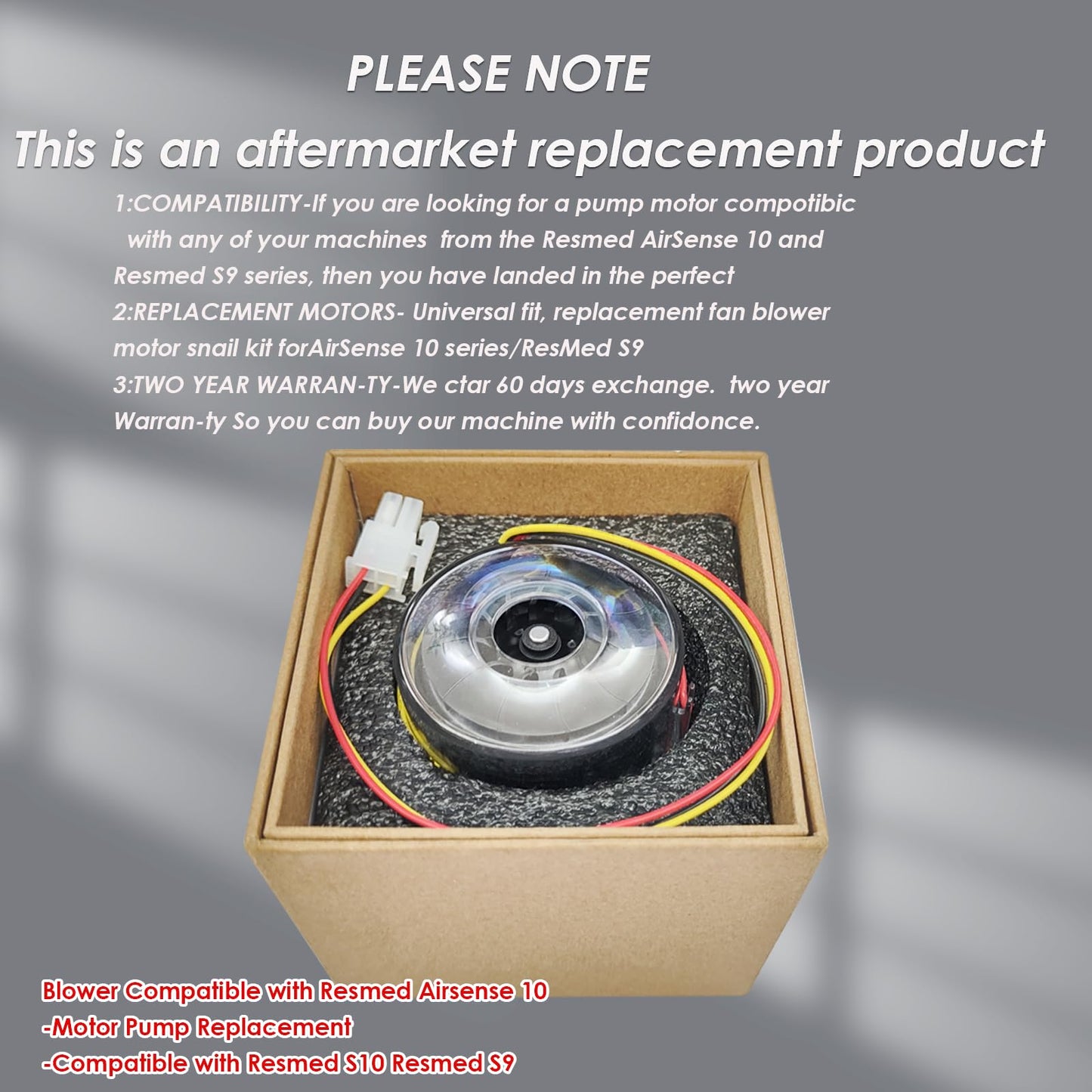 LiLDiHo CPAP Machines Motor Compatible with ResMed S9/S10 Series- Low Noise Blower Pump Motor - Fit for AirSense 10/ AirSense 10 BiPap/AirCurve 10/Airstart CPAP Pump
