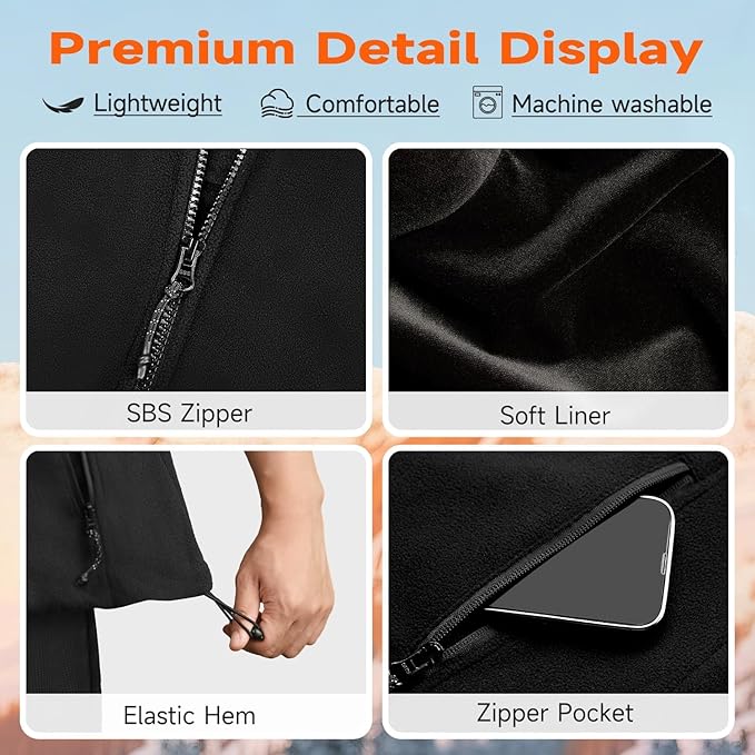 KOVNLO Heated Vest for Men with Battery Pack Included, Soft Fleece Smart Electric Lightweight Heated Jacket