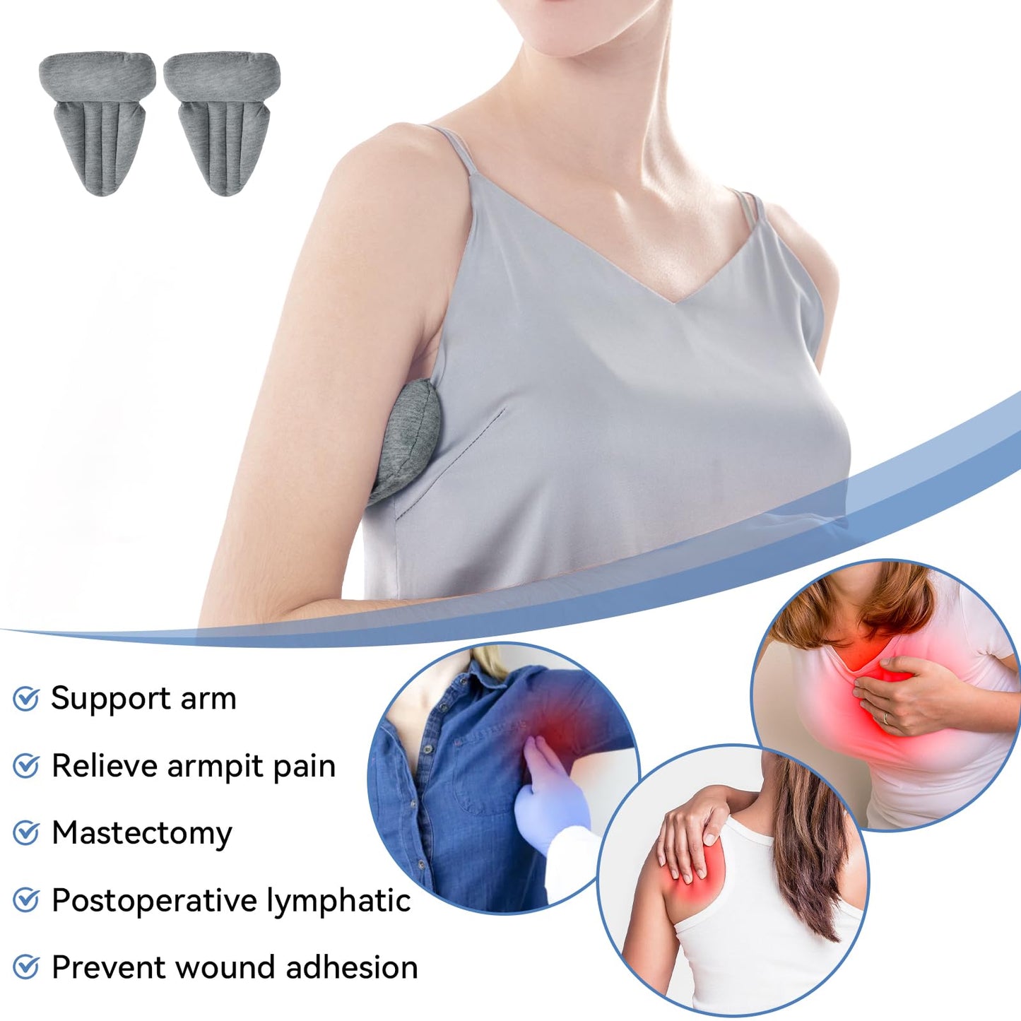 Negwoo Wedge Pillow Set for After Surgery, 5 PCS Bed Wedge Pillow for Sleeping, Memory Foam Orthopedic Back Adjustable Pillow for Pain Relief and Acid Reflux with 2 PCS Axilla Pillow Grey